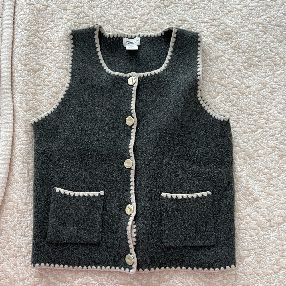 Song of Style Gray and Cream Wool Vest
